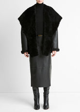 Shearling Hooded Jacket in Jackets - BLACK | VINCE Women