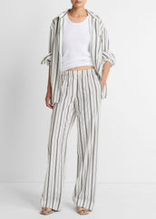 Resort Stripe Pull-On Pant in Wide Leg - WHITE/BLACK | VINCE Women