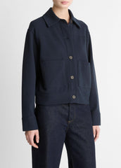 Double-Face Cropped Jacket in Jackets - COASTAL BLUE | VINCE Women