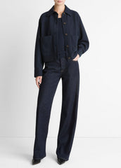 Double-Face Cropped Jacket in Jackets - COASTAL BLUE | VINCE Women