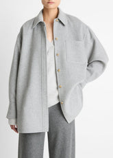 Double-Face Wool & Cashmere-Blend Shirt Jacket in Jackets - HEATHER GREY | VINCE Women