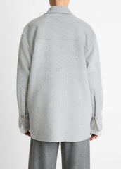 Double-Face Wool & Cashmere-Blend Shirt Jacket in Jackets - HEATHER GREY | VINCE Women