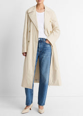 Padded Cotton Long Coat in Coats - WHITE TEA | VINCE Women