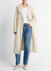 Padded Cotton Long Coat in Coats - WHITE TEA | VINCE Women