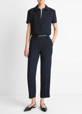 Crepe Tapered Pull-On Pant in Trousers - COASTAL BLUE | VINCE Women