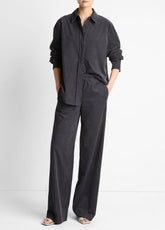 Cotton Corduroy Pull-On Pant in Wide Leg - GRAPHITE | VINCE Women