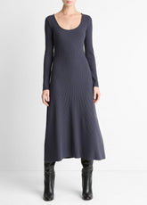 Ribbed Cotton-Blend Scoop-Neck Dress in Dresses - NIGHT MARINE | VINCE Women
