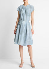 Washed Ombré Cotton Pleated Knee Skirt in Skirts - AZURA WASH | VINCE Women