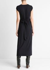 Jersey Wrap Midi Dress in Dresses - COASTAL BLUE | VINCE Women