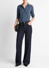 Cashmere-Silk Polo Sweater in Cashmere - AZURA | VINCE Women