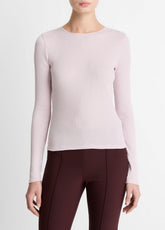 Ribbed Pima Cotton Long-Sleeve T-Shirt in Long Sleeve - IRIS QUARTZ | VINCE Women