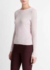 Ribbed Pima Cotton Long-Sleeve T-Shirt in Long Sleeve - IRIS QUARTZ | VINCE Women