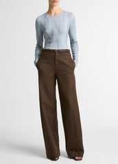 Washed Ombré Pima Cotton-Blend Long-Sleeve T-Shirt in Long Sleeve - AZURA WASH | VINCE Women