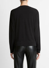 Matte Jersey Cowl-Neck Top in Long Sleeve - BLACK | VINCE Women