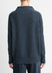 Plush Cashmere Funnel-Neck Sweater in Turtleneck - HEATHER TIDE STONE | VINCE Women