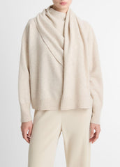 Draped-Shawl Wool-Cashmere Sweater in Turtleneck - HEATHER DOVE OAT | VINCE Women