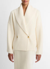 Wool-Blend Draped Sweater Coat in Sweaters - OFF WHITE | VINCE Women