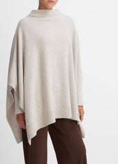 Merino Wool-Cashmere Funnel-Neck Poncho in Accessories - HEATHER MARBLE | VINCE Women