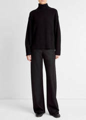 Wool-Cashmere Side-Slit Turtleneck Sweater in Turtleneck - BLACK | VINCE Women