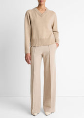 Wool-Cashmere V-Neck Sweater in V-Neck - HEATHER MARZIPAN | VINCE Women