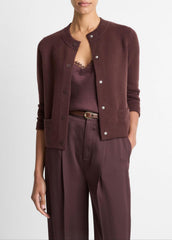 Wool-Blend Shrunken Snap Cardigan in Cardigans - FIG | VINCE Women