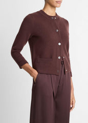 Wool-Blend Shrunken Snap Cardigan in Cardigans - FIG | VINCE Women