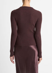 Ribbed Cashmere-Silk Polo Sweater in Cashmere - FIG | VINCE Women