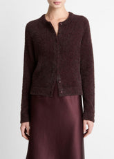 Metallic Eyelash Cardigan in Cardigans - OXBLOOD | VINCE Women