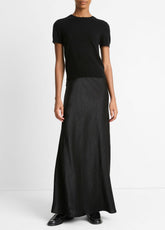 Wool & Cashmere-Blend Short-Sleeve Sweater in Crew Neck - BLACK | VINCE Women