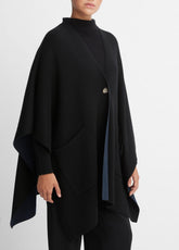 Wool and Cashmere Double-Face Cape in Sweaters - BLACK NAVY | VINCE Women
