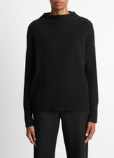 Plush Cashmere Funnel-Neck Sweater in Turtleneck - BLACK | VINCE Women