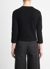 Wool-Blend Shrunken Snap Cardigan in Cardigans - BLACK | VINCE Women