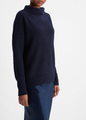 Plush Cashmere Funnel-Neck Sweater in Turtleneck - COASTAL BLUE | VINCE Women