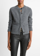 Plush Cashmere Shrunken Cardigan in Cardigans - HEATHER GRAPHITE | VINCE Women