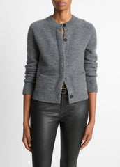 Plush Cashmere Shrunken Cardigan in Cardigans - HEATHER GRAPHITE | VINCE Women