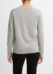 Cashmere Weekend V-Neck Sweater in V-Neck - HEATHER STEEL | VINCE Women