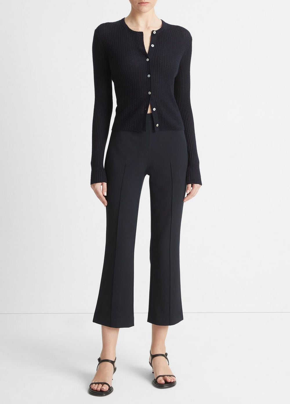 Ribbed Cashmere-Silk Cardigan in Cardigans - COASTAL BLUE | VINCE Women