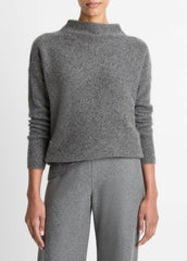 Donegal Cashmere Funnel-Neck Sweater in Turtleneck - MEDIUM HEATHER GREY DONEGAL | VINCE Women