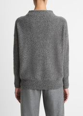 Donegal Cashmere Funnel-Neck Sweater in Turtleneck - MEDIUM HEATHER GREY DONEGAL | VINCE Women