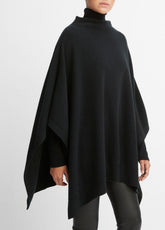 Merino Wool-Cashmere Funnel-Neck Poncho in Accessories - BLACK | VINCE Women