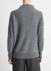Plush Cashmere Funnel-Neck Sweater in Turtleneck - HEATHER GRAPHITE | VINCE Women