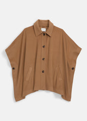 Leather-Trim Wool Cape in Accessories - CAMEL | VINCE Women