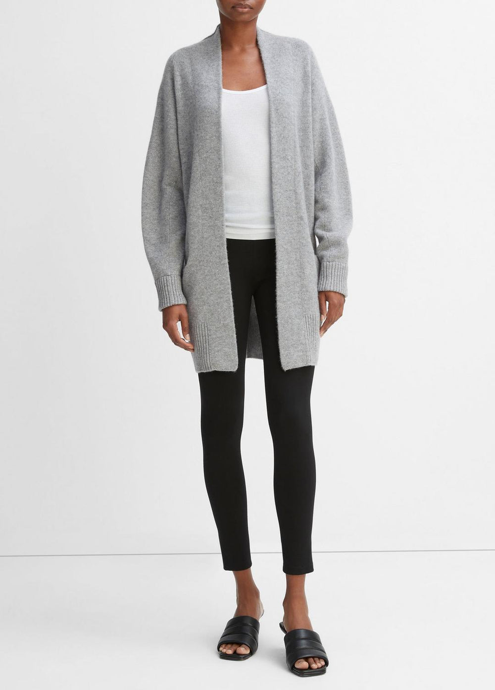 Cashmere Open-Front Cardigan in Cardigans - MEDIUM HEATHER GREY | VINCE Women