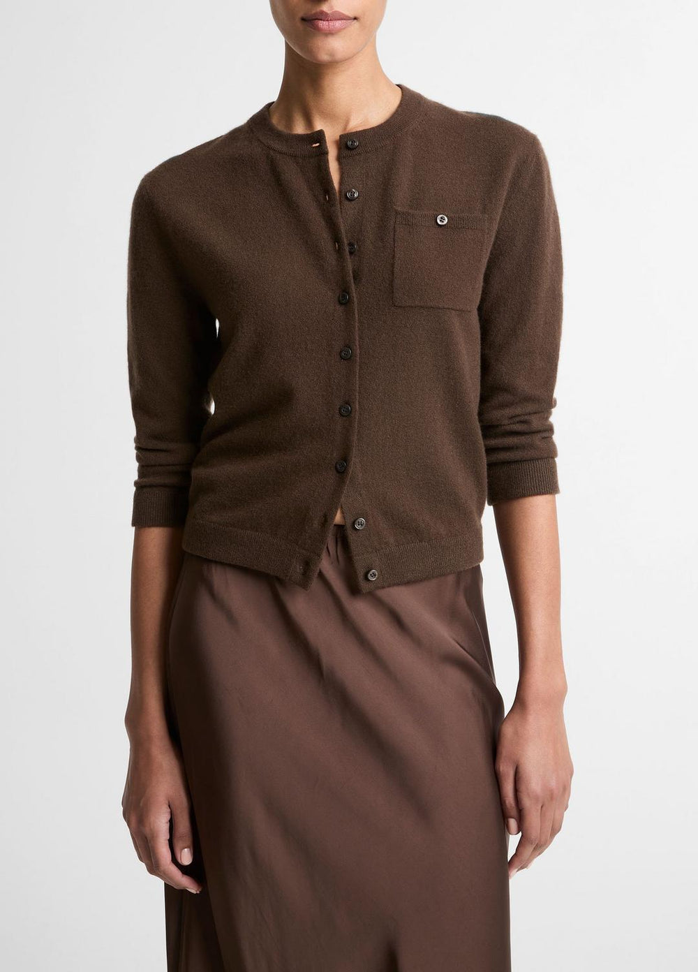 Wool & Cashmere-Blend Pocket Cardigan in Cardigans - DARK BARK | VINCE Women