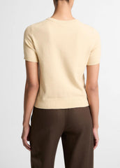 Wool & Cashmere-Blend Short-Sleeve Sweater in Crew Neck - CHAMOMILE | VINCE Women