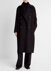 Wool-Blend Double-Breasted Long Coat in Coats - BLACK | VINCE Women
