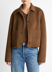 Wool & Cashmere-Blend Short Jacket in Jackets - HAZELNUT | VINCE Women