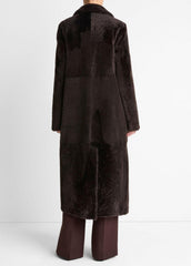 Shearling Long Coat in Coats - DARK UMBER | VINCE Women