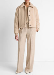 Collared Sherpa Jacket in Jackets - MARZIPAN | VINCE Women