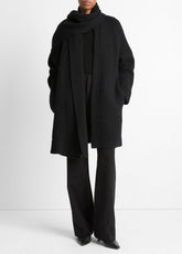 Draped-Scarf Wool-Blend Car Coat in Coats - BLACK | VINCE Women